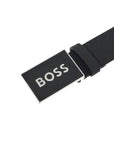 Boss black leather belt with rectangular buckle icon-s1