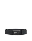 Boss black leather belt with rectangular buckle icon-s1