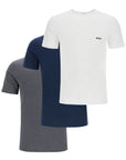 Boss short sleeve regular fit dark blue cotton t-shirt with embroidered logo