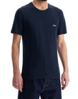 Boss short sleeve regular fit dark blue cotton t-shirt with embroidered logo