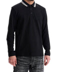 Boss men's long sleeve loose fit polo dark gray cotton