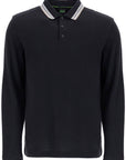 Boss men's long sleeve loose fit polo dark gray cotton