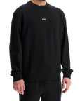 Boss men's black cotton sweatshirt with long sleeves and round neck