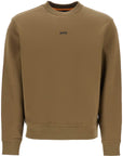 Boss men's long sleeve crew neck sweatshirt olive green cotton