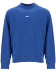 Boss men's crew neck cotton sweatshirt blue long sleeves