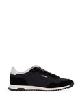 Boss men's black fabric and suede sneakers with non-slip sole