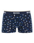 Boss dark blue and patterned slim fit boxer set 3 pieces stretch cotton