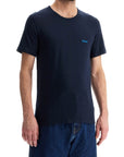 Boss dark blue short sleeve t-shirt with wide neck regular fit cotton for men