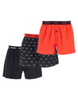 Hugo set di 3 boxer in cotone loose con bottoni rosso e nero