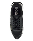 Boss sneakers jonah runn merbl nere con dettagli oro e suola in gomma