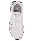 Boss white sneakers with black details and tank sole for men