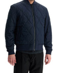 Boss dark blue slim fit quilted down jacket with wavy pattern