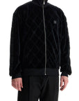 Hugo black high neck zip sweatshirt with diamond pattern