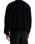 Hugo black high neck zip sweatshirt with diamond pattern