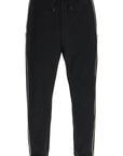 Boss men's high-waisted slim fit black pants with piping