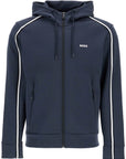 Boss dark blue hooded zip sweatshirt with long sleeves