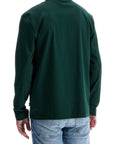 Boss men's long sleeve slim fit cotton polo green