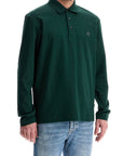 Boss men's long sleeve slim fit cotton polo green