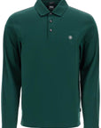 Boss men's long sleeve slim fit cotton polo green