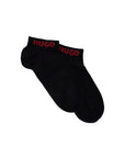 Hugo men's short socks 4 pairs cotton repeated logo black and red