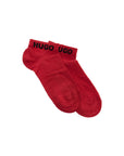 Hugo men's short socks 4 pairs cotton repeated logo black and red