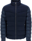 Boss dark blue high collar padded coat h-clanello