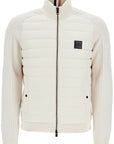 Boss white slim fit cotton and wool zip-up sweatshirt