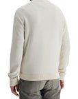 Boss white slim fit cotton and wool zip-up sweatshirt