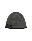 Boss elegant dark gray wool and acrylic beanie with contrasting logo