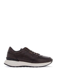 Boss men's dark brown leather sneakers with rubber sole jace_runn_bu