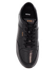 Boss black leather minimalist sneakers with leather sole jace_runn_bu