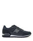 Boss men's sneakers in technical fabric and dark blue suede with rubber sole