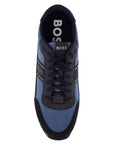 Boss sneakers parkour-l_runn_rsmx blue technical fabric and suede with tank sole