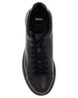 Boss bulton runn gr black leather sneakers with rubber sole