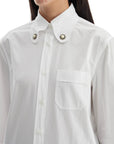 Valentino Garavani structured collar white optical long sleeve cotton shirt