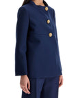 Valentino Garavani slim indigo silk jacket with golden buttons