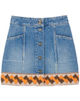 Valentino Garavani medium blue denim skirt with geometric trim