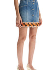 Valentino Garavani medium blue denim skirt with geometric trim