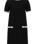 Valentino Garavani black and ivory knit dress with round neck in viscose