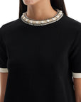 Valentino Garavani black and ivory knit dress with round neck in viscose