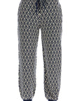 Valentino Garavani high-waisted wide-leg zigzag cream and navy virgin wool pants