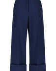 Valentino Garavani high-waisted wide leg pants in silk and wool indigo