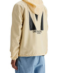 Valentino Garavani beige hooded windbreaker in logoed polyamide