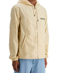 Valentino Garavani beige hooded windbreaker in logoed polyamide