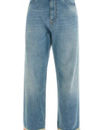 Valentino Garavani medium blue denim jeans with decorative green and orange trim