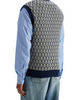 Valentino Garavani men's navy virgin wool vest with pattern