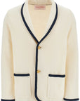 Valentino Garavani men's cotton and wool jacket in butter color with shawl collar