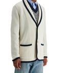 Valentino Garavani men's cotton and wool jacket in butter color with shawl collar