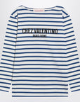 Ivory t-shirt with blue stripes Chez Valentino