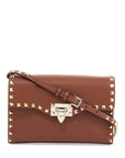 Valentino Garavani small brown leather shoulder bag with studs